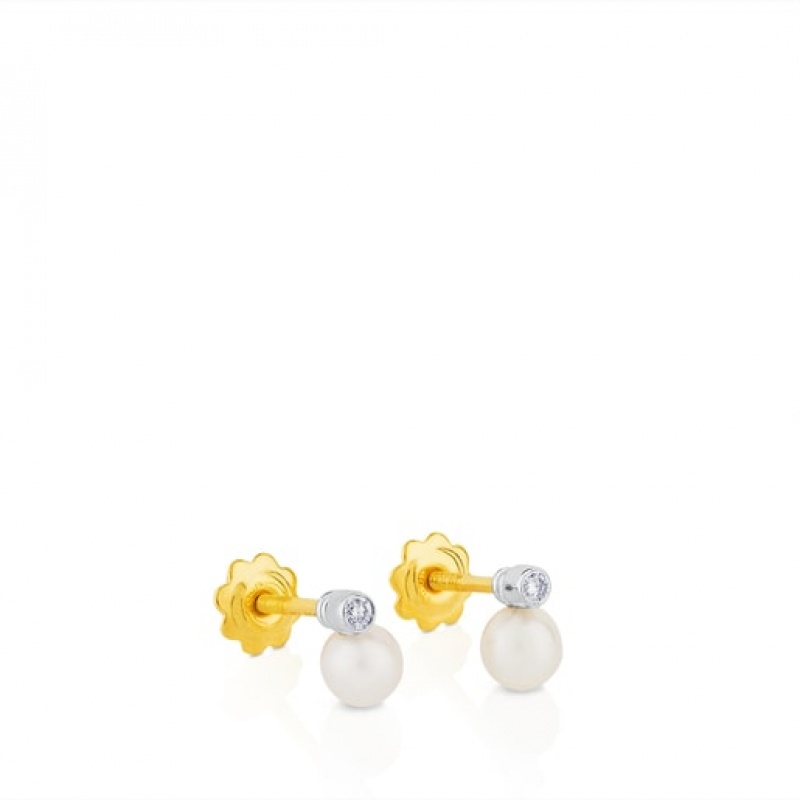 Tous Tous Basics Pearl Women's Earrings 18k Gold | QOX613485 | Usa