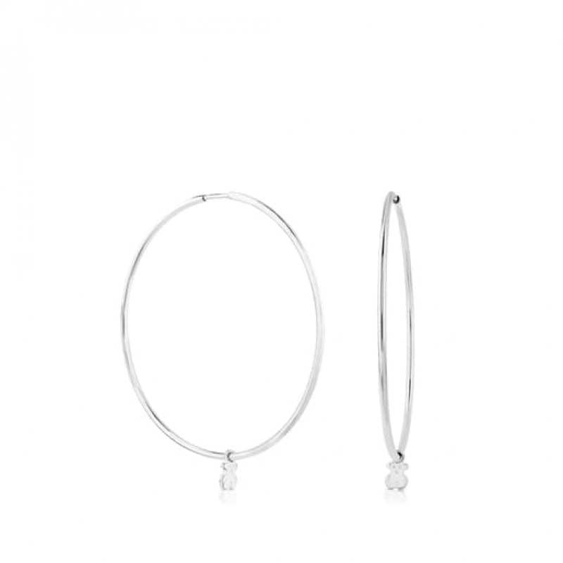 Tous Tous Bear Hoop Women's Earrings Silver | CBJ759842 | Usa