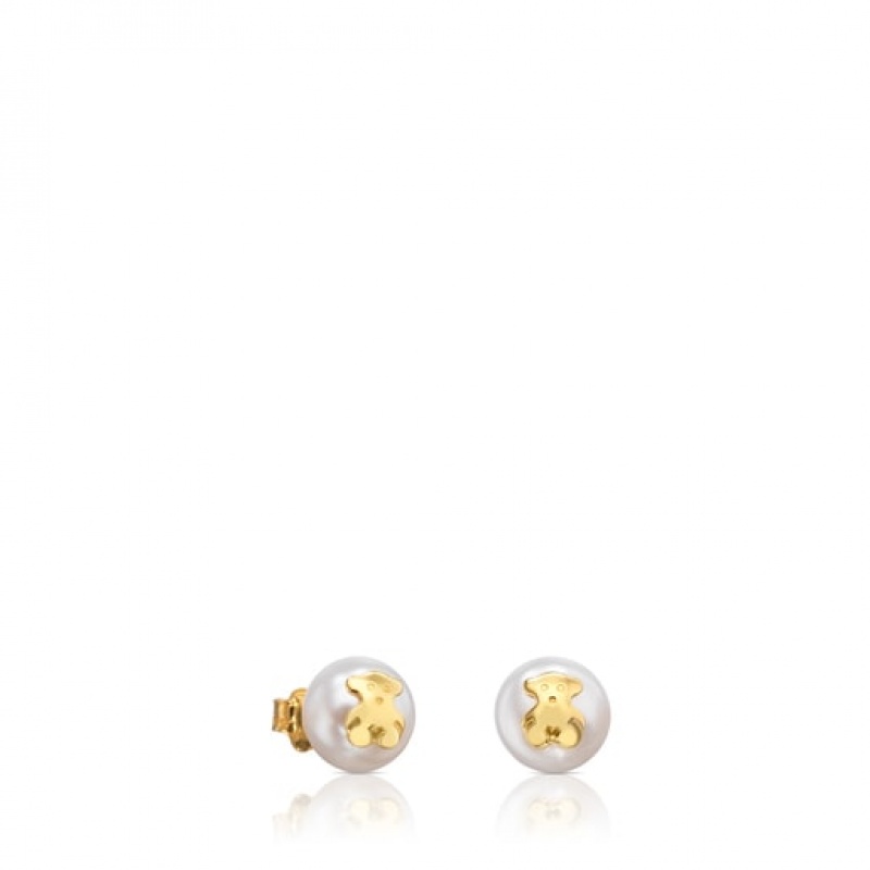 Tous Tous Bear Pearl Women\'s Earrings 18k Gold | QJR359826 | Usa