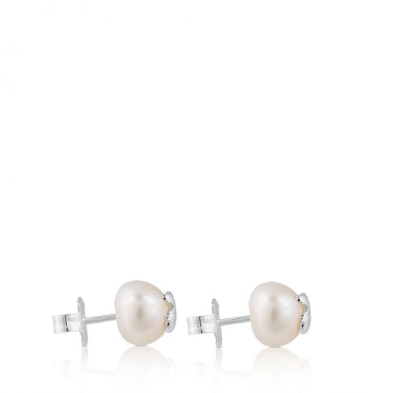 Tous Tous Bear Pearl Women's Earrings Silver | RIJ973054 | Usa