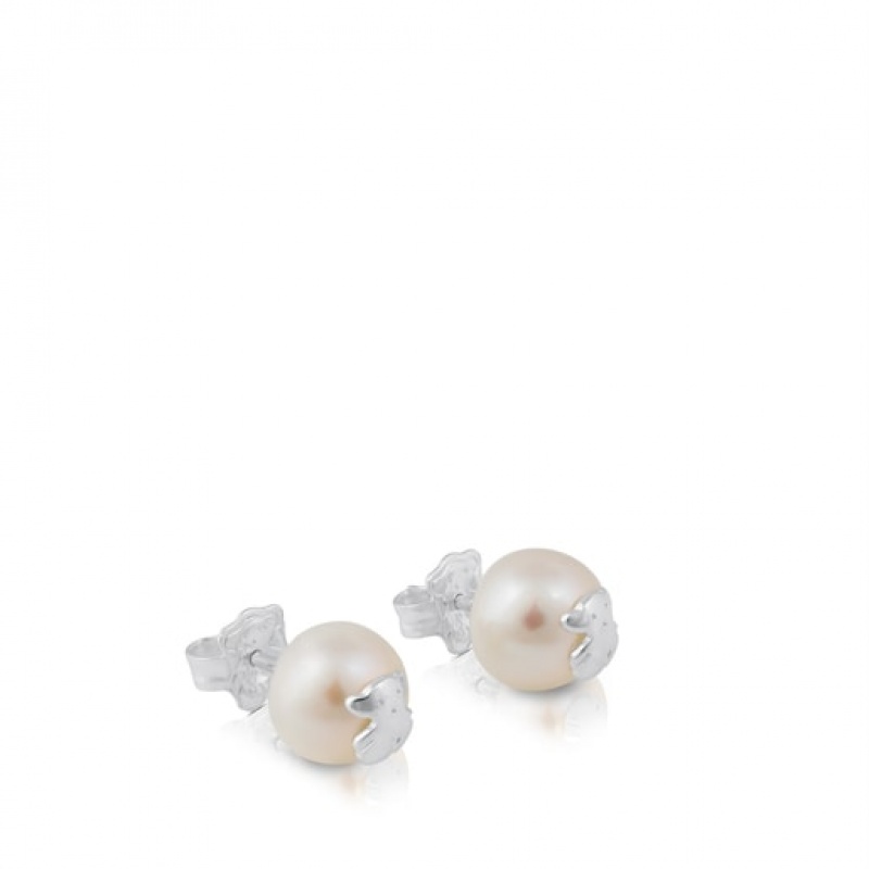 Tous Tous Bear Pearl Women's Earrings Silver | RIJ973054 | Usa