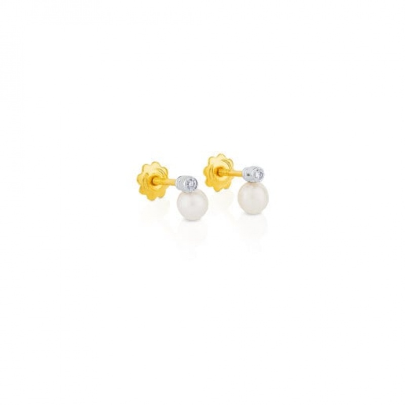 Tous Tous Diamonds Pearl Women's Earrings 18k Gold | HXP067394 | Usa