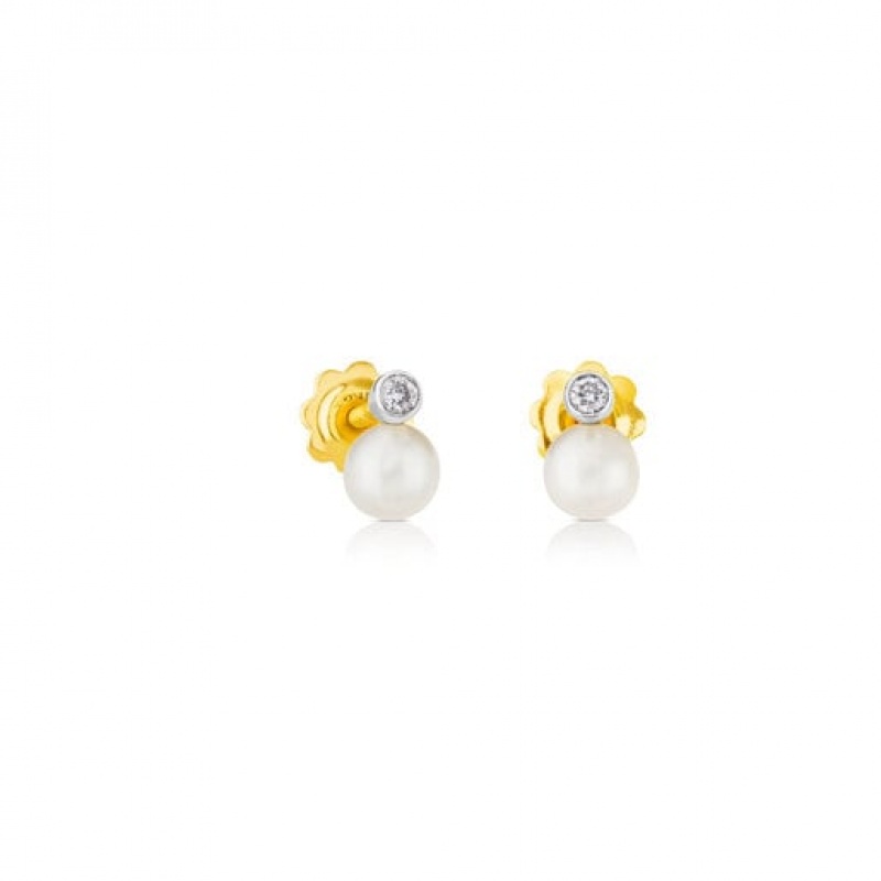 Tous Tous Diamonds Pearl Women\'s Earrings 18k Gold | HXP067394 | Usa