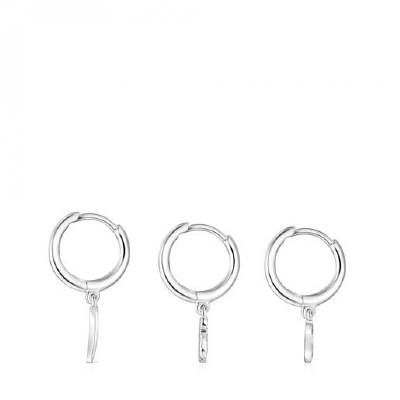 Tous Tous Good Vibes Hoop Women's Earrings Silver | DSQ713869 | Usa