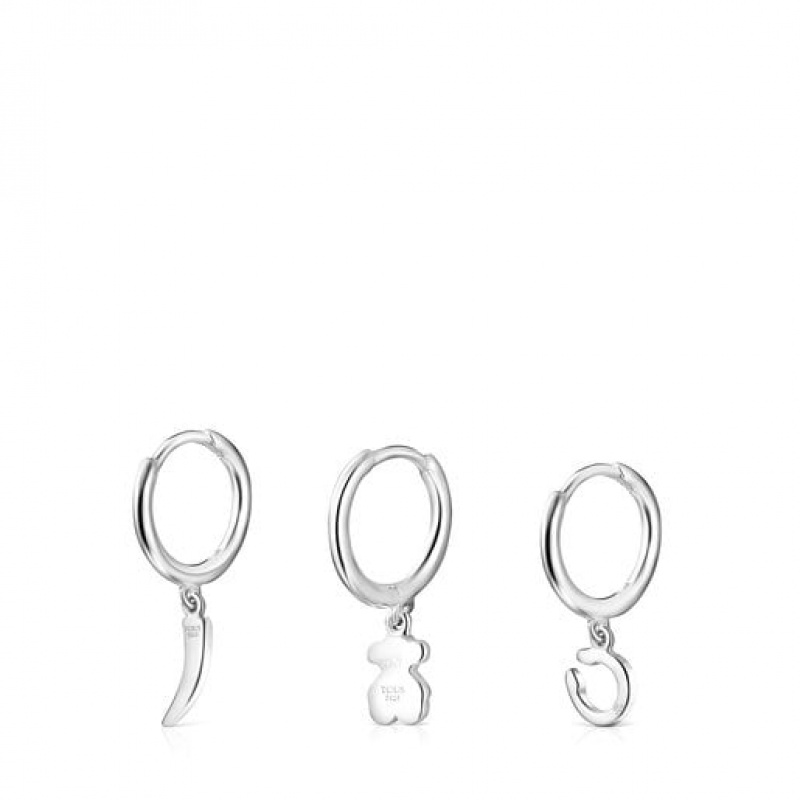 Tous Tous Good Vibes Hoop Women's Earrings Silver | DSQ713869 | Usa