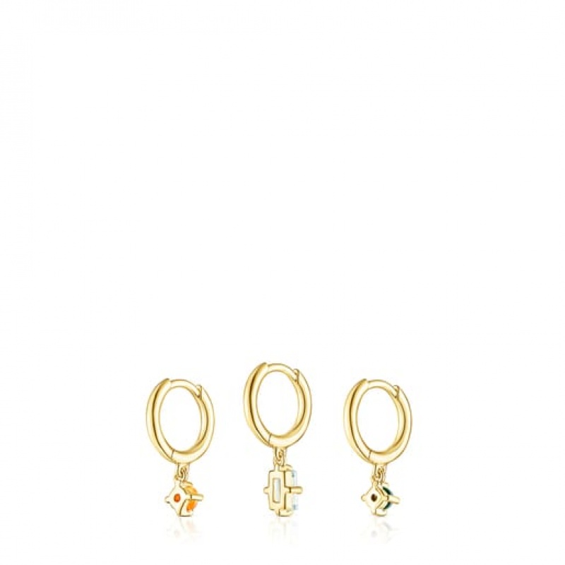 Tous Tous Good Vibes Hoop Women's Earrings 18k Gold | FHM126935 | Usa