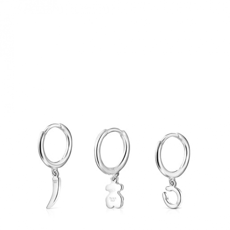 Tous Tous Good Vibes Hoop Women's Earrings Silver | GUR320748 | Usa