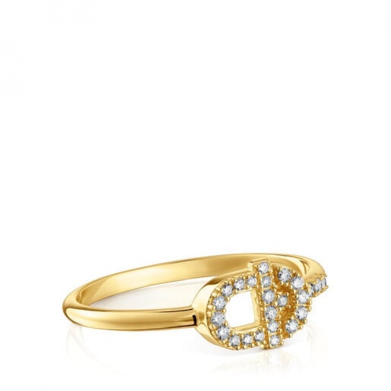 Tous Tous Manifesto Diamond Women's Rings 18k Gold | FEN235794 | Usa