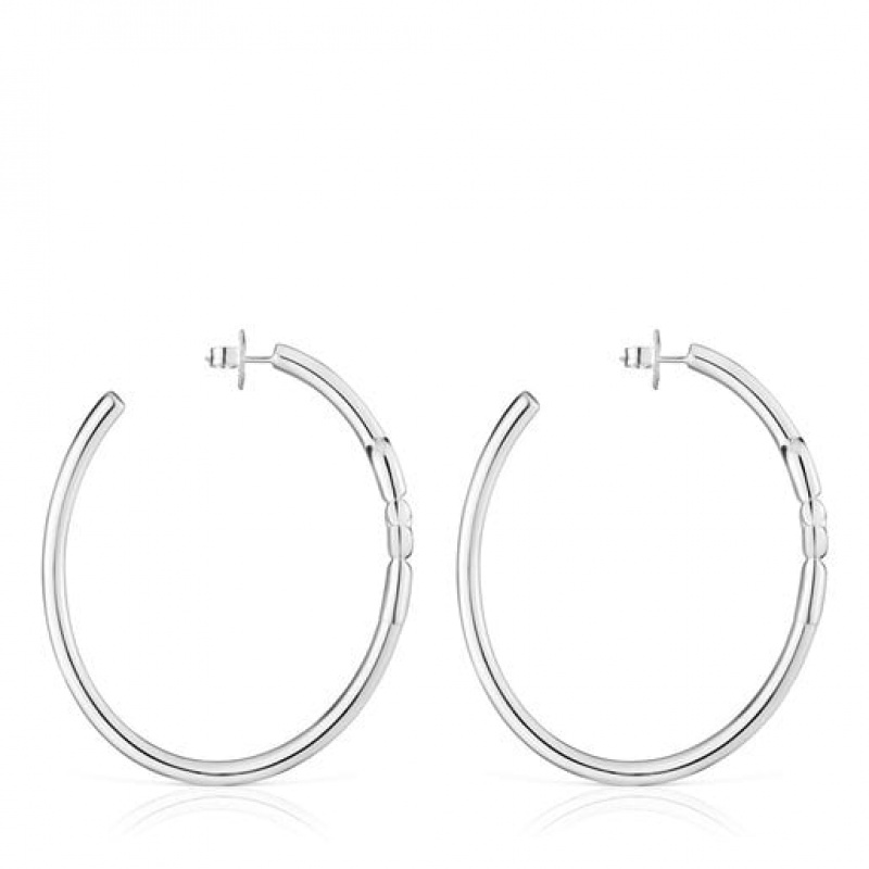 Tous Tous Manifesto Hoop Women's Earrings Silver | KLE754619 | Usa