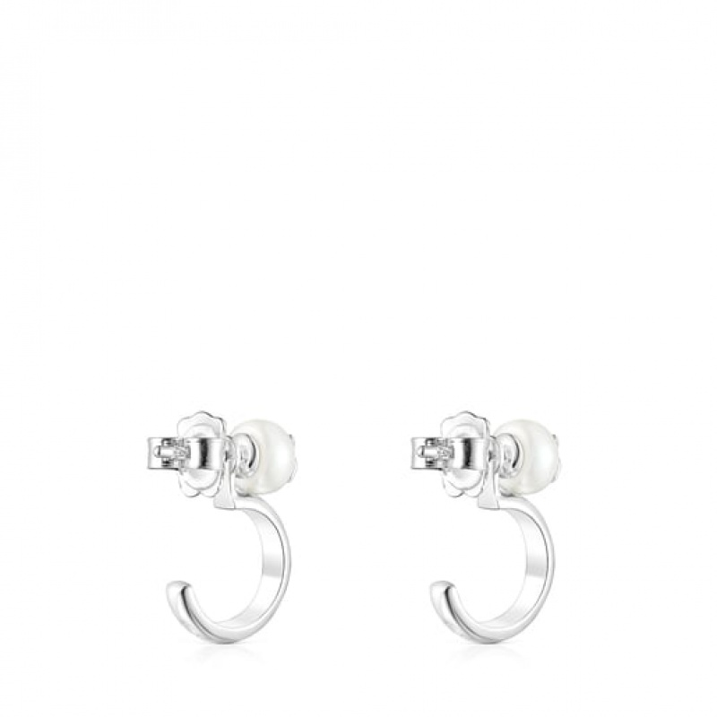 Tous Tous Pearls Hoop Women's Earrings Silver | IRB806413 | Usa