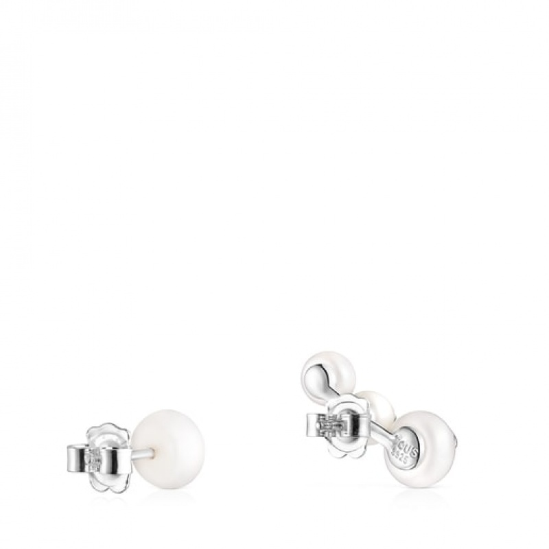 Tous Tous Pearls Pearl Women's Earrings Silver | YVZ378426 | Usa