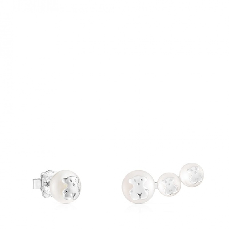 Tous Tous Pearls Pearl Women\'s Earrings Silver | YVZ378426 | Usa