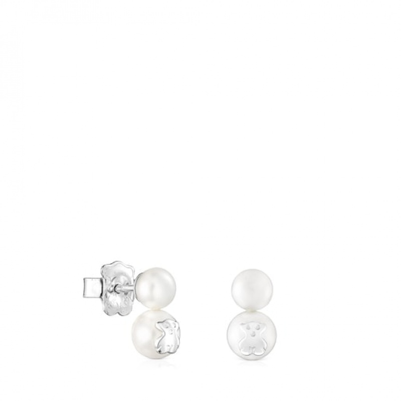 Tous Tous Pearls Pearl Women\'s Earrings Silver | KBH419783 | Usa