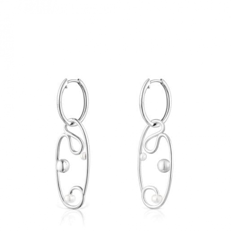 Tous Tsuri Hoop Women's Earrings Silver | RFD465731 | Usa