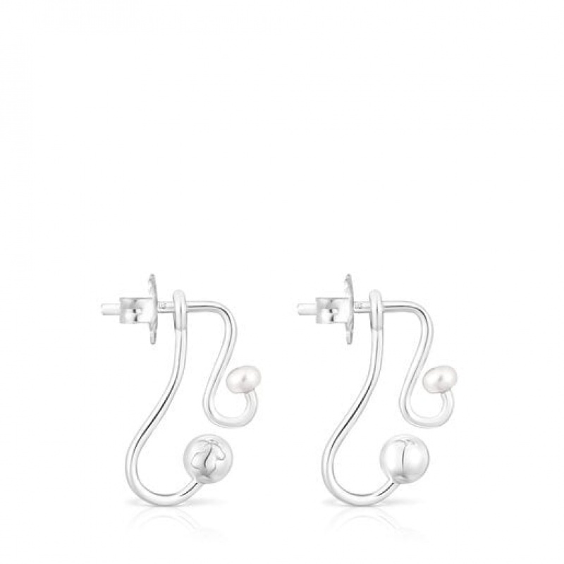 Tous Tsuri Pearl Women's Earrings Silver | VAF495028 | Usa