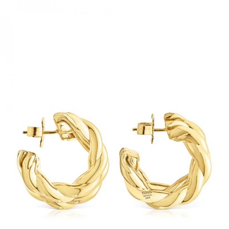 Tous Twisted Hoop Women's Earrings 18k Gold | IMH174380 | Usa