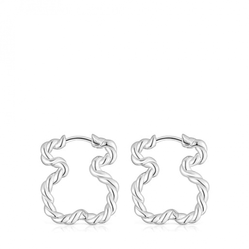 Tous Twisted Hoop Women's Earrings Silver | FMX139247 | Usa