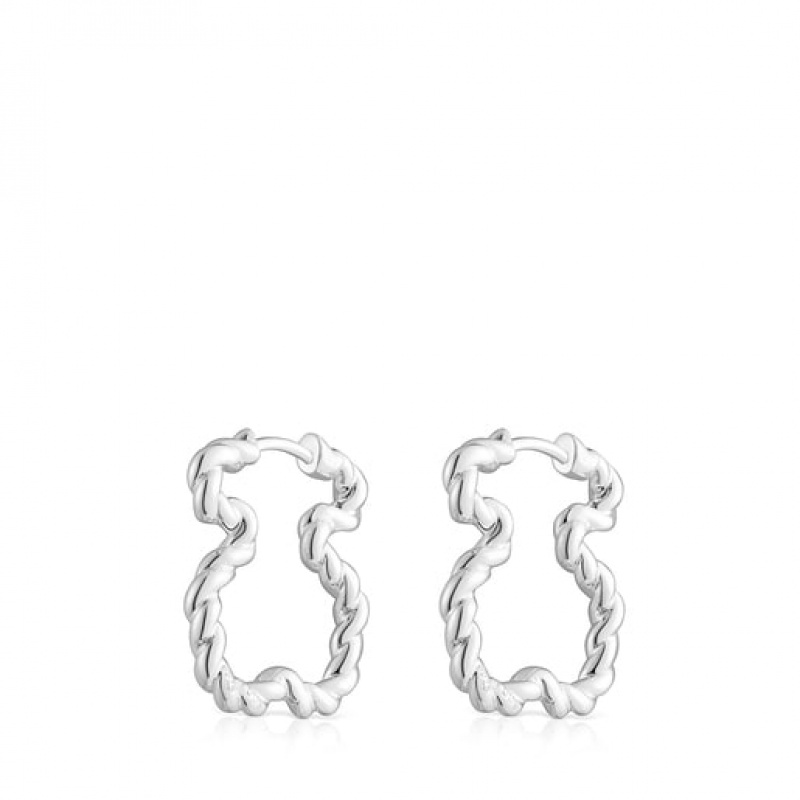 Tous Twisted Hoop Women's Earrings Silver | FMX139247 | Usa