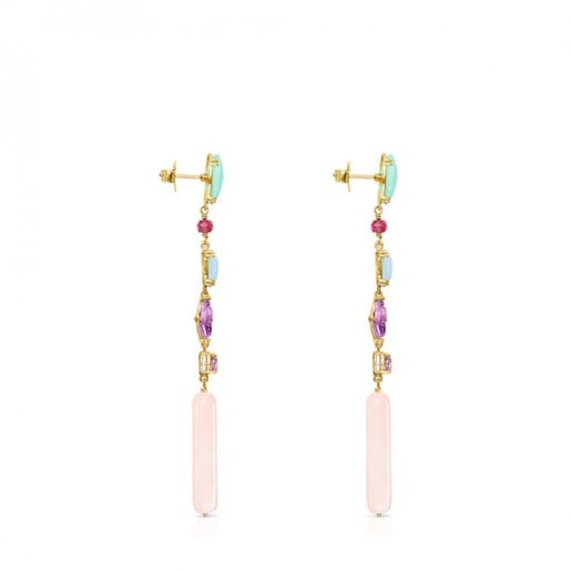 Tous Vita Long Women's Earrings 18k Gold | SPB710684 | Usa