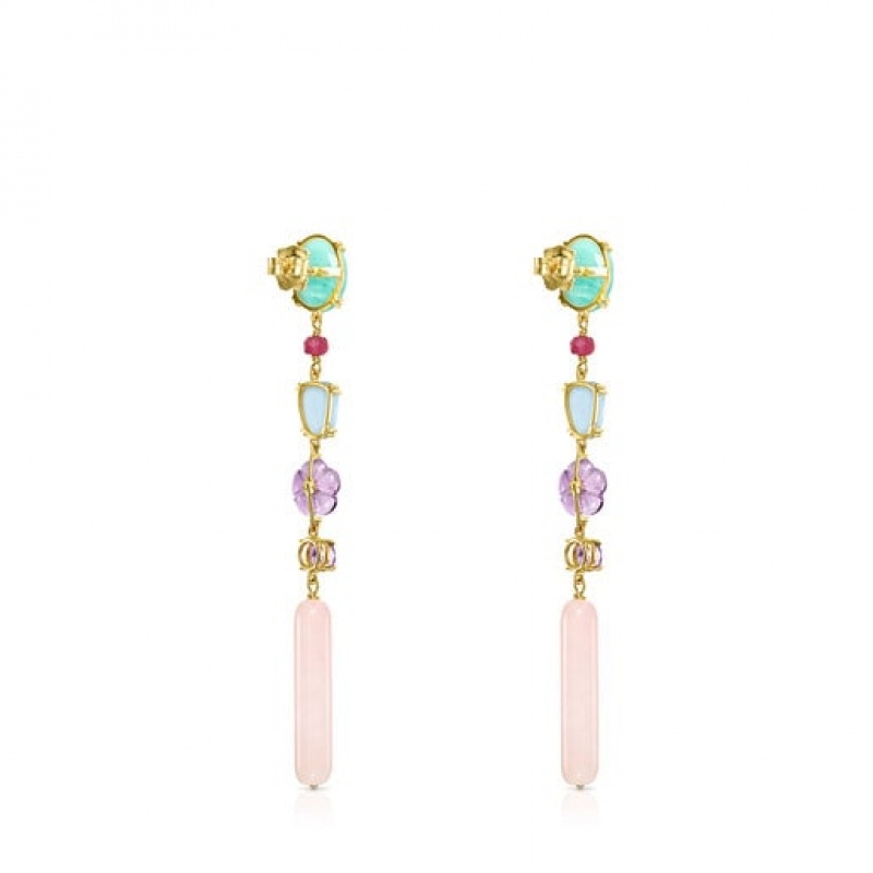 Tous Vita Long Women's Earrings 18k Gold | SPB710684 | Usa