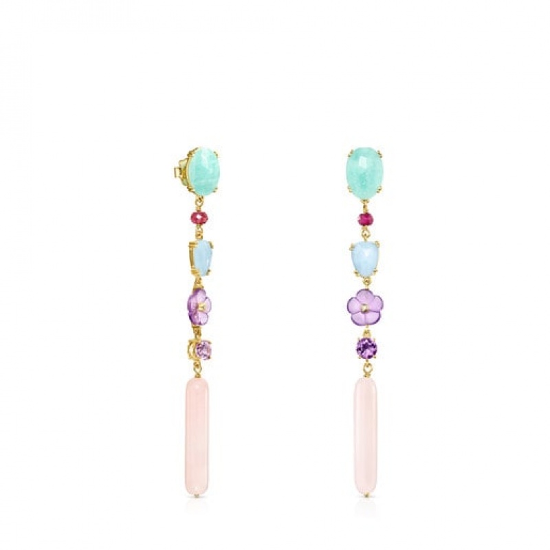 Tous Vita Long Women\'s Earrings 18k Gold | SPB710684 | Usa